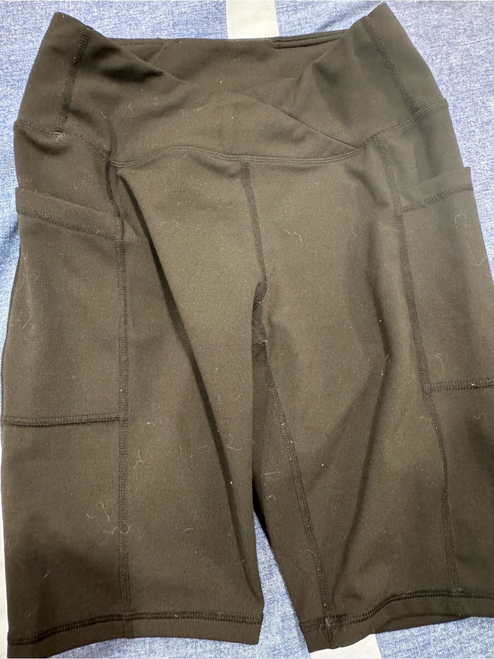 Black High-Waist Bike Shorts with Side Pockets